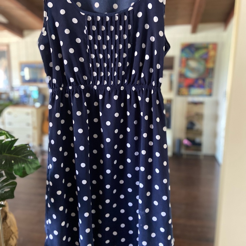 dELiA*s Navy and White Polka Dot Mini Dress